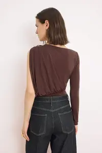 TRENDYOLMİLLA Brown Single Arm Accessory Detailed Knitting Bodysuit .D.00008 - Image 4
