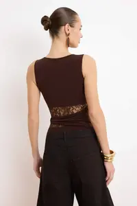 TRENDYOLMİLLA Brown Plain Crew Neck Sleeveless Knitting Sandy Bodysuit .D.00010 - Image 4