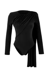 TRENDYOLMİLLA Black Cape Detailed Shirred Knitting Party Bodysuit .D.00012 - Image 5