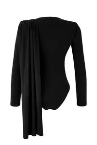 TRENDYOLMİLLA Black Cape Detailed Shirred Knitting Party Bodysuit .D.00012 - Image 6