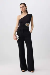 TRENDYOLMİLLA Black Stone Accessory Detailed Chic Knitting Bodysuit .D.00014 - Image 2