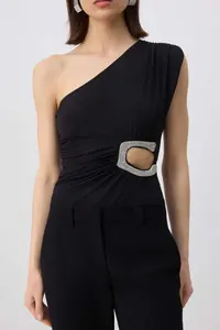 TRENDYOLMİLLA Black Stone Accessory Detailed Chic Knitting Bodysuit .D.00014 - Image 3