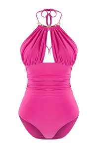 TRENDYOLMİLLA Limited Edition Fuchsia Accessory Detailed Shirred Party Bodysuit .D.00016 - Image 5