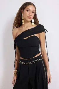 TRENDYOLMİLLA Black Suitable for Different Uses Aller fragmented Finike Bustier - Image 3