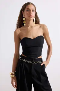 TRENDYOLMİLLA Black Suitable for Different Uses Aller fragmented Finike Bustier - Image 4
