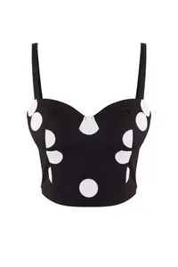 TRENDYOLMİLLA Black Polka Dot Heart Yaka Weaving Finike Bustier - Image 5