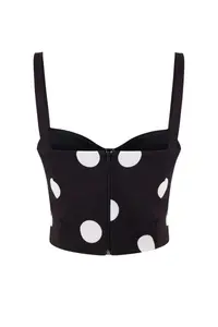 TRENDYOLMİLLA Black Polka Dot Heart Yaka Weaving Finike Bustier - Image 6