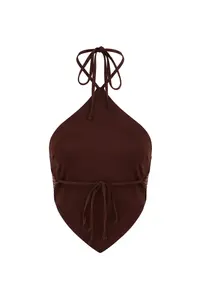 TRENDYOLMİLLA Brown Low-cut back shiny Party Bustier - Image 6