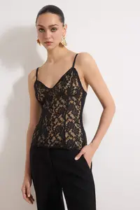 TRENDYOLMİLLA Black Sleeveless Lace Party Bustier