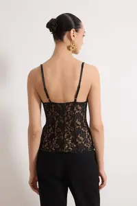TRENDYOLMİLLA Black Sleeveless Lace Party Bustier - Image 4