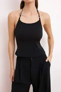 TRENDYOLMİLLA Black Accessory Detailed Knitting Party Bustier - Image 3