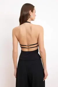 TRENDYOLMİLLA Black Accessory Detailed Knitting Party Bustier - Image 4