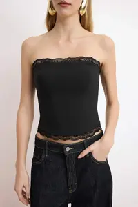TRENDYOLMİLLA Black Lace Detailed Weaving Finike Bustier - Image 3