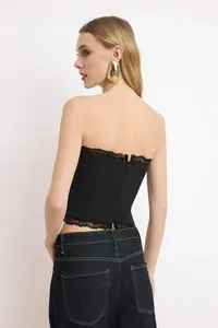 TRENDYOLMİLLA Black Lace Detailed Weaving Finike Bustier - Image 5