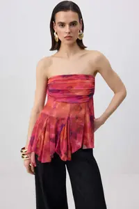 TRENDYOLMİLLA Multicolored Handkerchief Detailed Boho Party Bustier