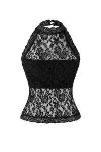 TRENDYOLMİLLA Black Lace Half Lined Barbell Collar Party Blouse - Image 5