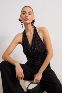 TRENDYOLMİLLA Plum Off-Shoulder Neck Pul sequined Party Blouse - Image 2