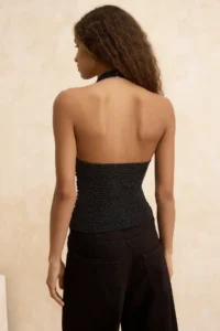 TRENDYOLMİLLA Gold High Off-Shoulder Neck Glittery Knitting Party Blouse - Image 4