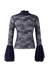 TRENDYOLMİLLA Navy Blue Lace Boho Party Blouse - Image 5
