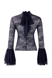 TRENDYOLMİLLA Navy Blue Lace Boho Party Blouse - Image 6