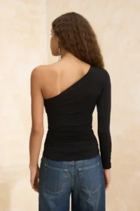 TRENDYOLMİLLA Black Flower Appliqued Single Arm Knitting Party Blouse - Image 4