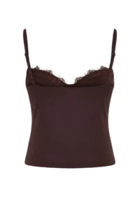 TRENDYOLMİLLA Brown Lace Garnili Covered Party Blouse - Image 6