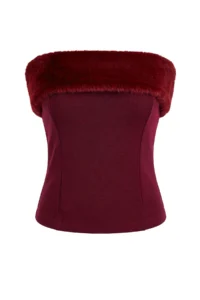 TRENDYOLMİLLA Black Fur Detailed Strapless Party Blouse - Image 5