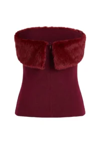 TRENDYOLMİLLA Black Fur Detailed Strapless Party Blouse - Image 6