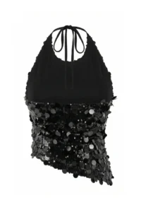 TRENDYOLMİLLA Black sequined Sleeveless Asymmetric Kesim Blouse - Image 6