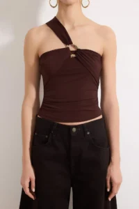 TRENDYOLMİLLA Brown Accessory Detailed Party Blouse - Image 3