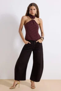 TRENDYOLMİLLA Plum Accessory Detailed Dog collar Blouse - Image 2
