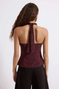TRENDYOLMİLLA Plum Accessory Detailed Dog collar Blouse - Image 4