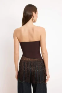 TRENDYOLMİLLA Brown Tassel Detailed Fitted Blouse - Image 4