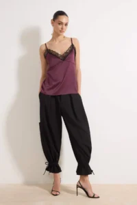 TRENDYOLMİLLA Purple Lace Garnili Satin Party Blouse - Image 2
