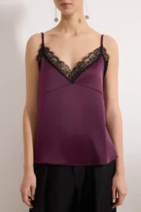 TRENDYOLMİLLA Purple Lace Garnili Satin Party Blouse - Image 3