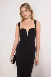 TRENDYOLMİLLA Black Stone Accessory Detailed Weaving Midi Elegant/Evening Dress - Image 2