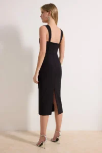 TRENDYOLMİLLA Black Stone Accessory Detailed Weaving Midi Elegant/Evening Dress - Image 4