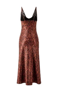 TRENDYOLMİLLA Brown animals Lace Detailed Weaving Satin Midi Elegant/Evening Dress - Image 2