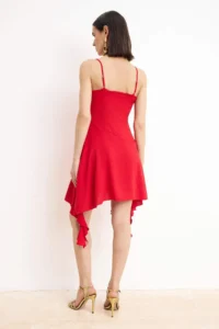TRENDYOLMİLLA Rejection Ruffle and Flounce Detailed Weaving Short / Mini Lined Elegant/Evening Dress - Image 4
