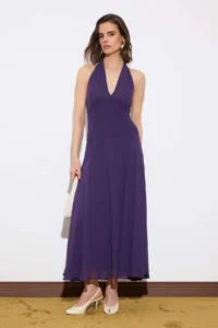 TRENDYOLMİLLA Limited Edition Purple with flywheel Siphon Maxi Lined Elegant/Evening Dress