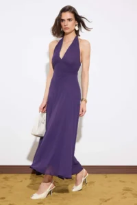 TRENDYOLMİLLA Limited Edition Purple with flywheel Siphon Maxi Lined Elegant/Evening Dress - Image 2