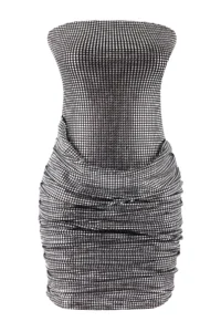 TRENDYOLMİLLA Silver Shiny Look Mini Elegant/Evening Dress - Image 5
