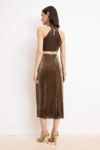 TRENDYOLMİLLA Gold Glitter Cut Out Detailed Maxi Elegant/Evening Dress - Image 4