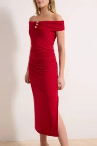 TRENDYOLMİLLA Rejection Boat Neck Midi Lined Knitting Dress - Image 3