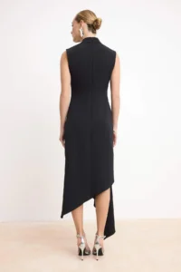 TRENDYOLMİLLA Black Accessory Detailed Weaving Midi Dress - Image 4