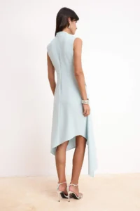 TRENDYOLMİLLA Light Blue Accessory Detailed Weaving Midi Dress - Image 4