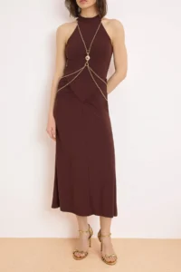 TRENDYOLMİLLA Brown Accessory Detailed Knitting Elegant/Evening Dress - Image 3