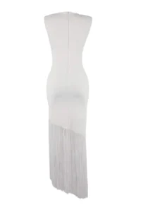 TRENDYOLMİLLA Ecru Tassel Detailed Knitting Elegant/Evening Dress - Image 2