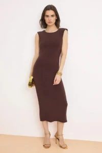 TRENDYOLMİLLA Brown Satin Maxi Lined Party Dress - Image 2