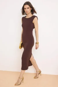 TRENDYOLMİLLA Brown Satin Maxi Lined Party Dress - Image 3